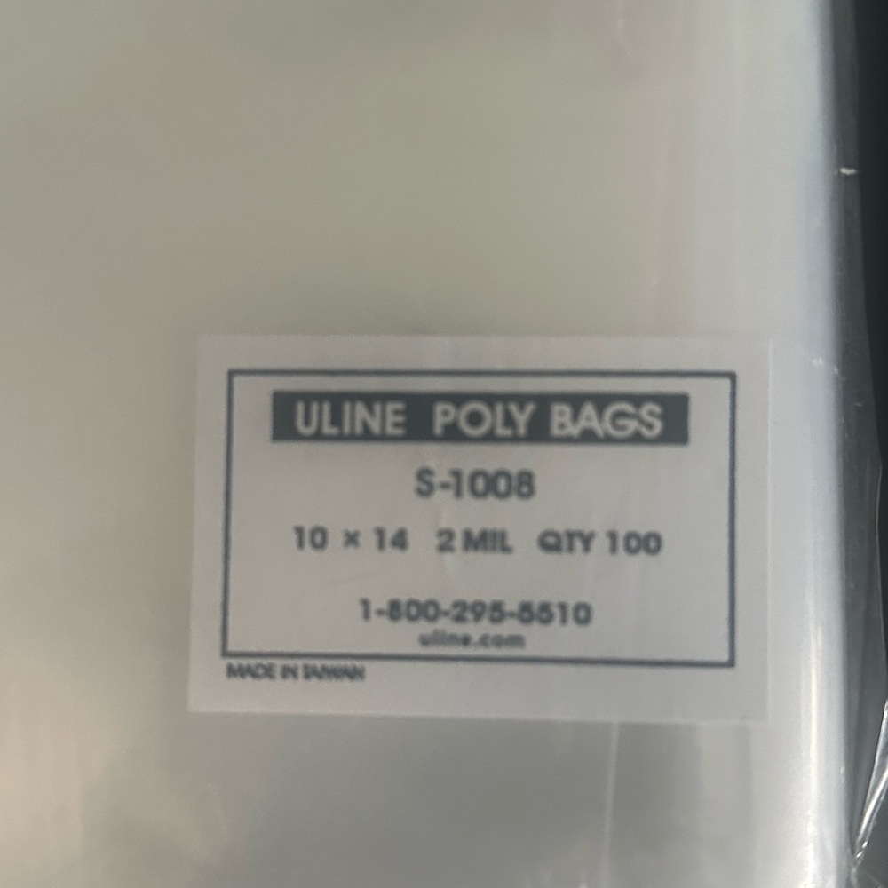 100 Clear 10 x 14 Poly Bags ULINE High Quality 2 MIL Thick Flat Open Top bags